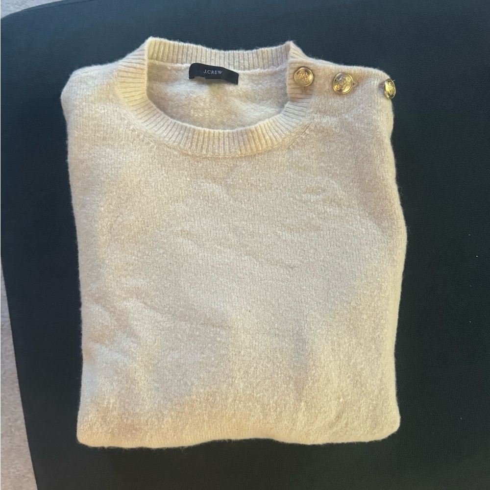 J. Crew Cream Sweater with Gold Button Details
